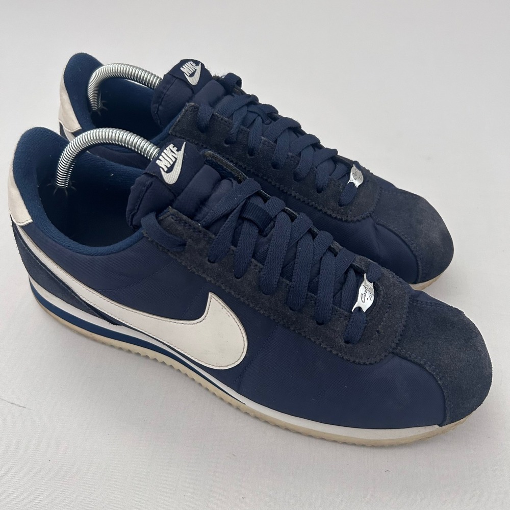 Nike Cortez Basic Nylon Sneakers Mens 11 Obsidian Blue White Retro 819720-411